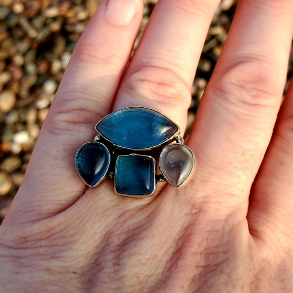 New Dichroic Glass 925 Silver Ring. - Picture 6 of 12